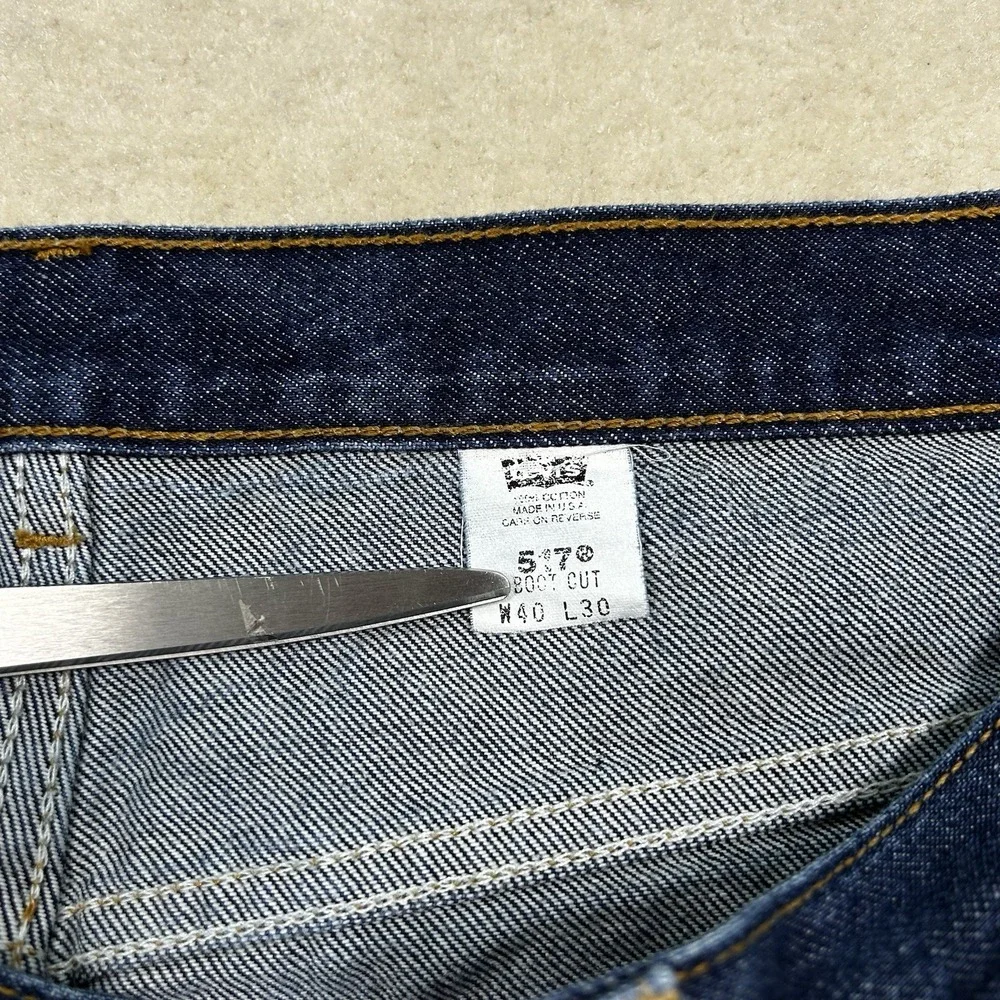 Vintage 90s Levi's 517 Bootcut Denim Jeans 40x30 Made In USA Dark Indigo